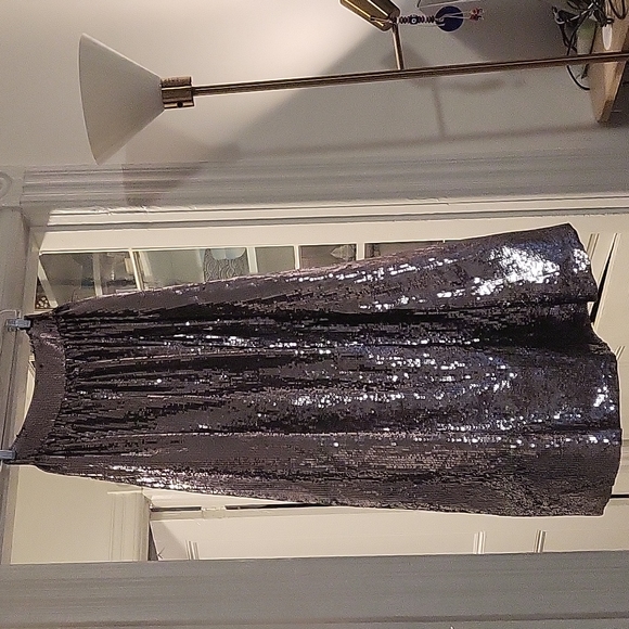 NWOT Alice + Olivia One of a Kind Floor Length Silver Sequin Skirt - Picture 3 of 7